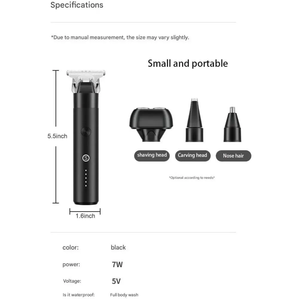 4-in-1 Metal Beard Trimmer IPX7 Waterproof USB-C Cordless V53